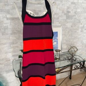 NWT Express Striped Halter Bodycon Dress in Purple and Red Small